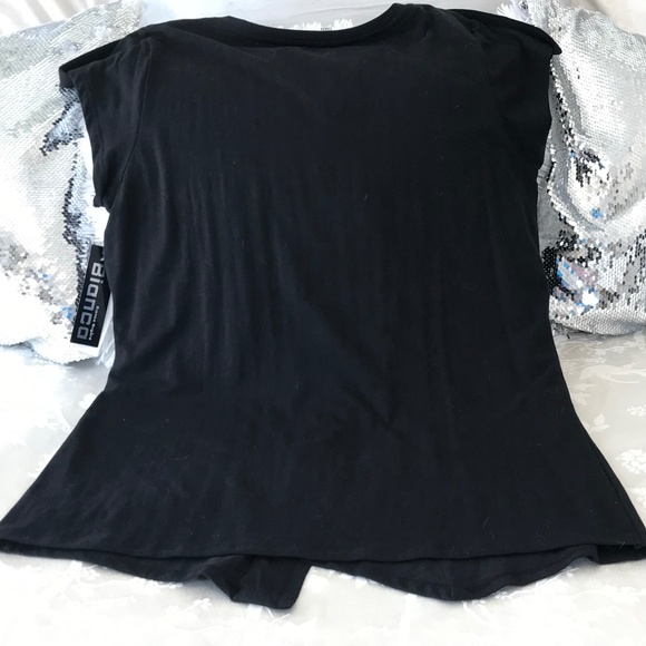 NWT Bianca Nygard Women’s Black Short Sleeve Asymmetrical Tunic T-Shirt - Picture 10 of 10